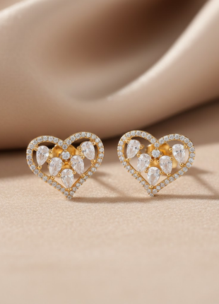 Heart Silhouette CZ Stud Earrings By 2wist Designs