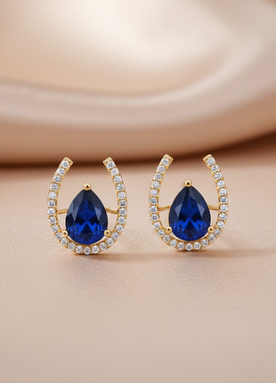 Pear Cut Sapphire CZ Stud Earrings By 2wist Designs