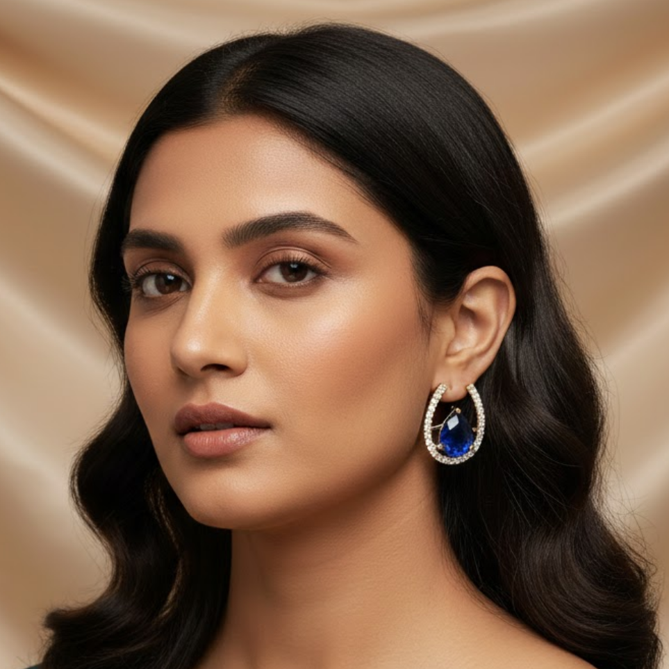 Pear Cut Sapphire CZ Stud Earrings