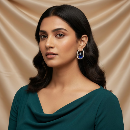 Pear Cut Sapphire CZ Stud Earrings
