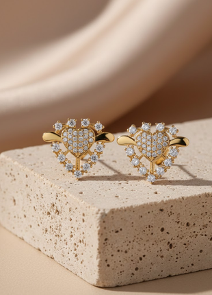 Gold Plating White Stone Classic Stud Earrings By 2wist Designs