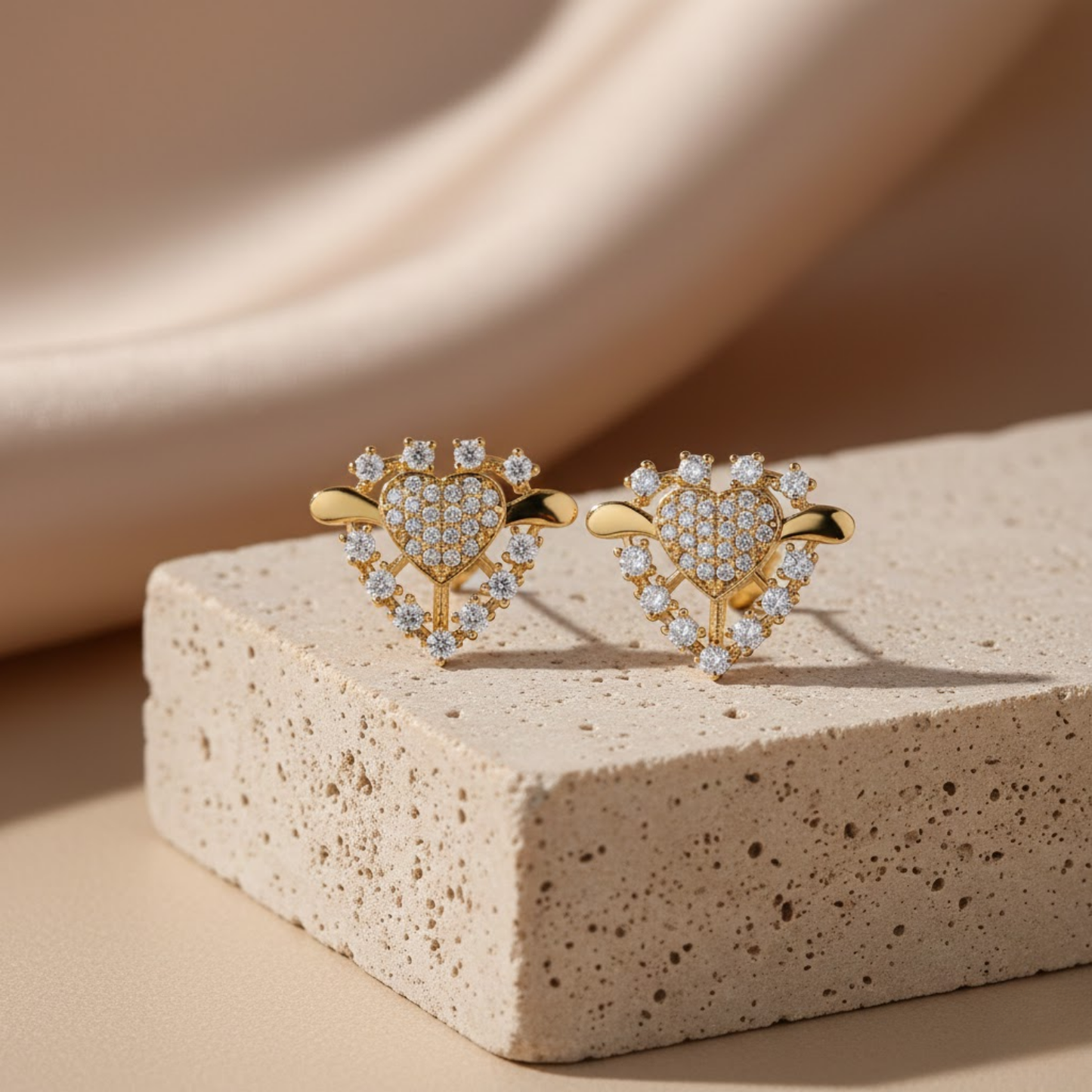 Gold Plating White Stone Classic Stud