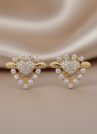 Gold Plating White Stone Classic Stud Earrings By 2wist Designs