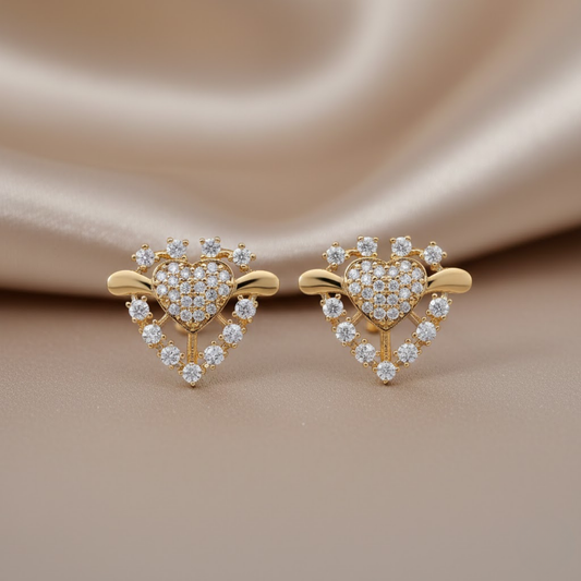Gold Plating White Stone Classic Stud