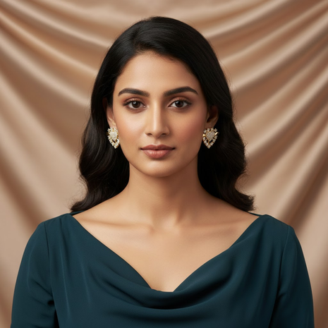 Gold Plating White Stone Classic Stud Earrings By 2wist Designs