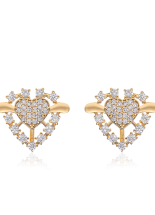 Gold Plating White Stone Classic Stud Earrings By 2wist Designs