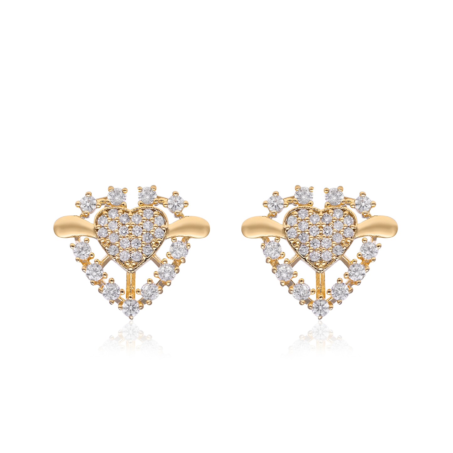 Gold Plating White Stone Classic Stud
