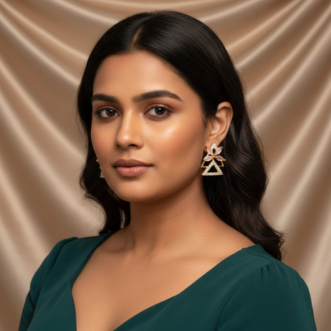 Peach Stone Floral Drop Earrings By 2wist Designs