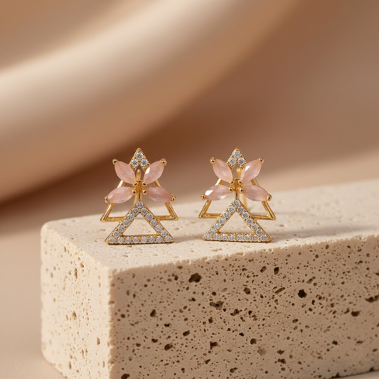 Peach Stone Floral Drop Earrings