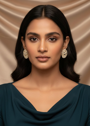 Alluring Floral Swirl CZ Stud Earrings By 2wist Designs