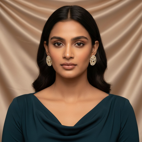 Alluring Floral Swirl CZ Stud Earrings By 2wist Designs