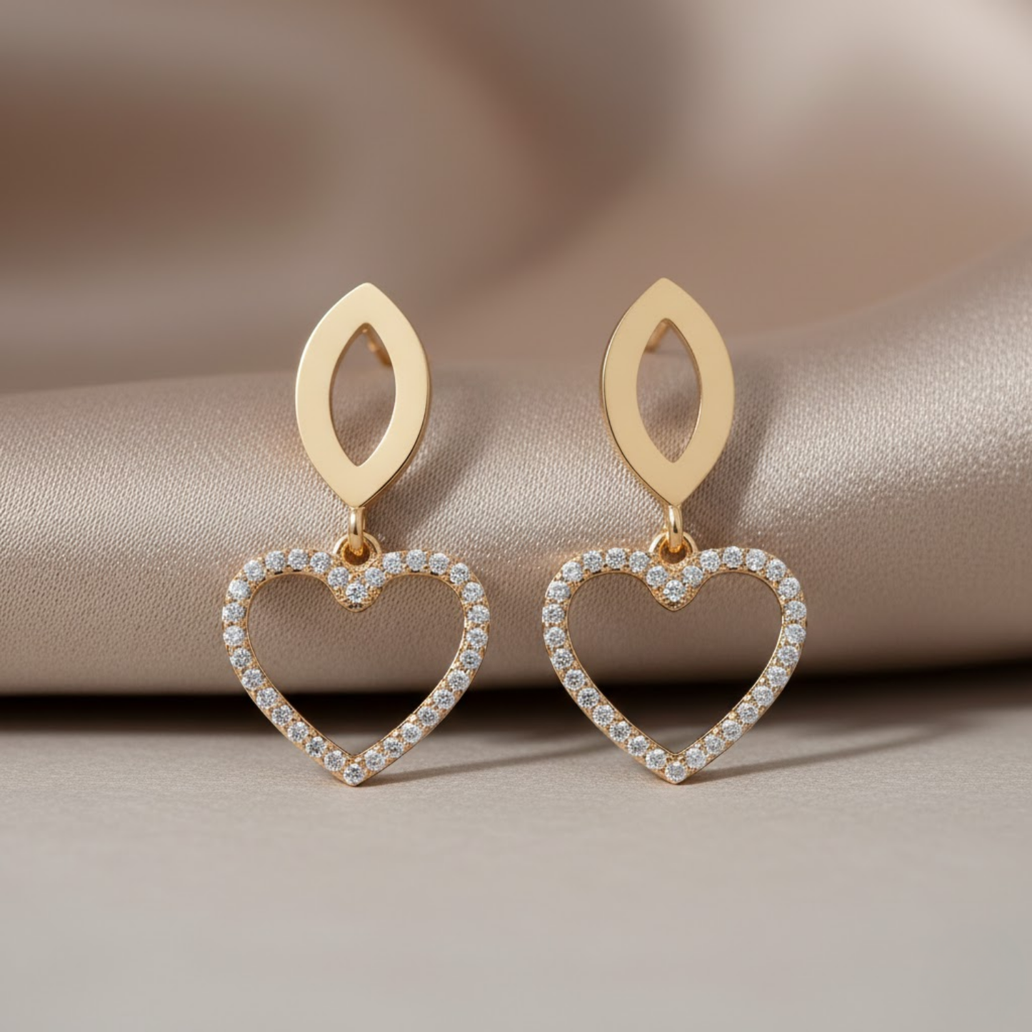 Interlocking Heart Marquise Links Necklace Set