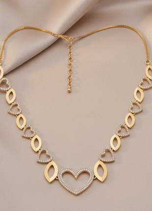 Interlocking Heart Marquise Links Necklace Set Pavé By 2wist Designs