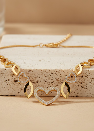 Interlocking Heart Marquise Links Necklace Set Pavé By 2wist Designs