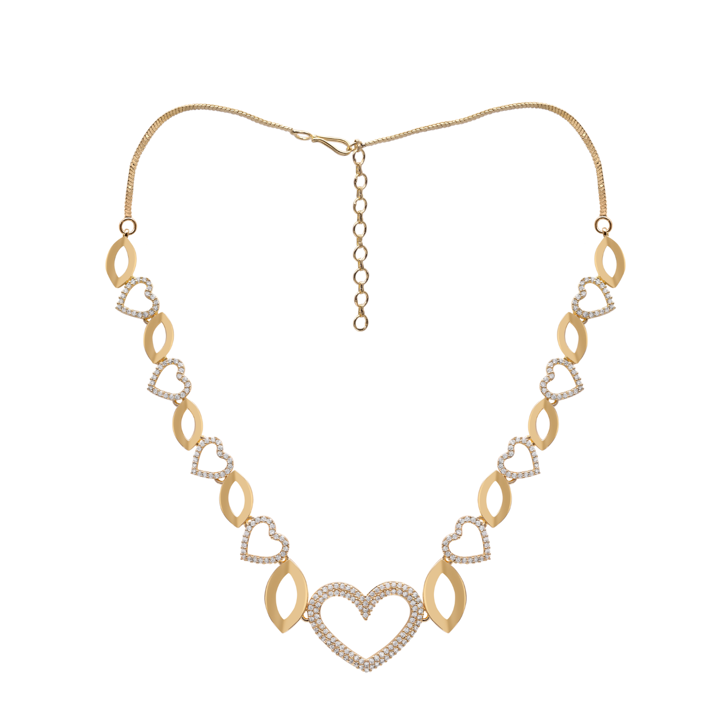 Interlocking Heart Marquise Links Necklace Set