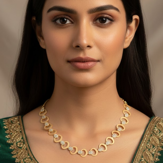 Interlocking Circle Links Necklace Set