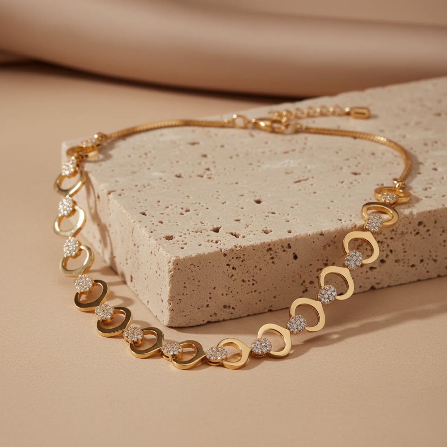 Interlocking Circle Links Necklace Set