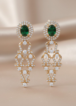 Dual Layer Emerald Color Rani Haar Necklace Set By 2wist Designs