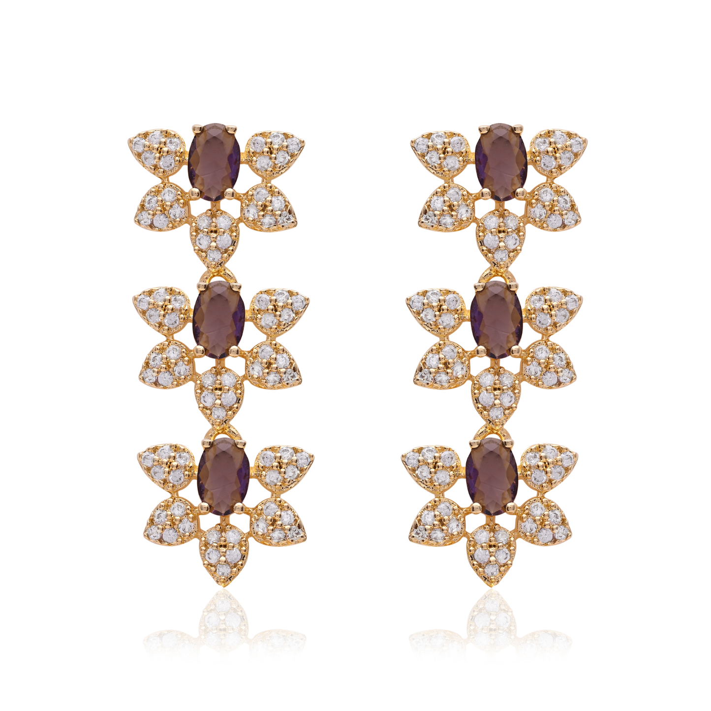 Sequential Smoky Color Star Motif Necklace Set