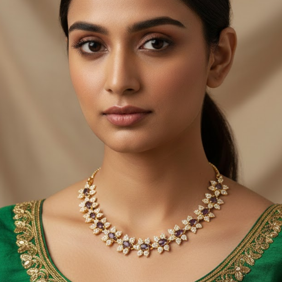 Sequential Smoky Color Star Motif Necklace Set