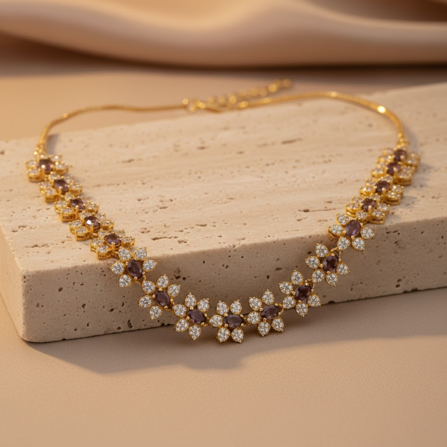 Sequential Smoky Color Star Motif Necklace Set