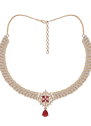 Garnet Color Choker Necklace Set By 2wist Designs