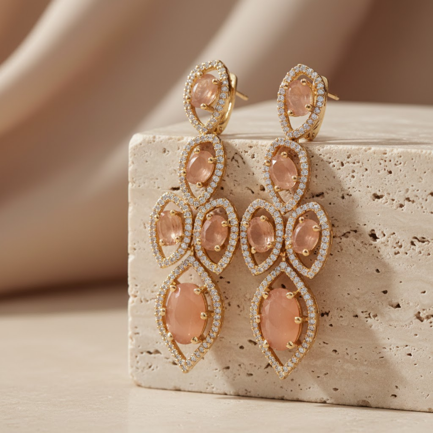Peach Leaf Color Necklace Set