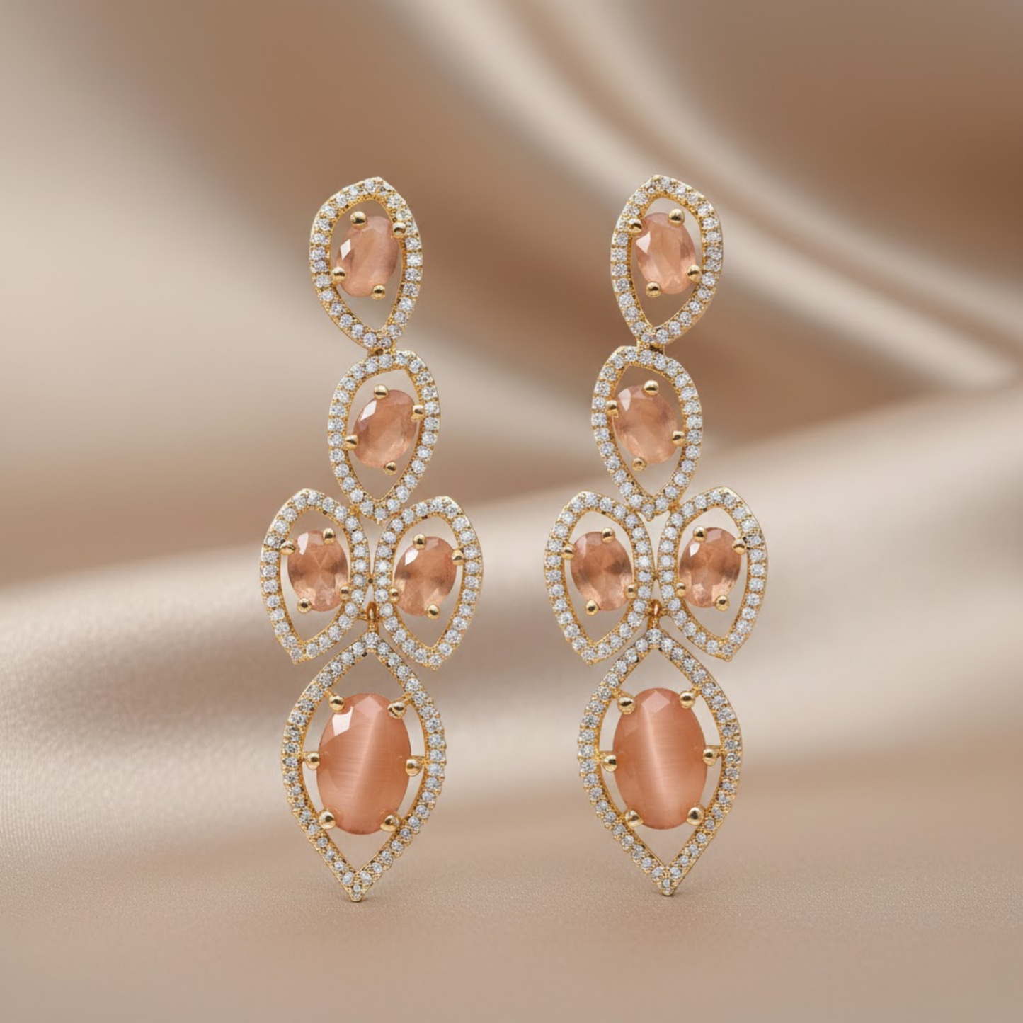 Peach Leaf Color Necklace Set
