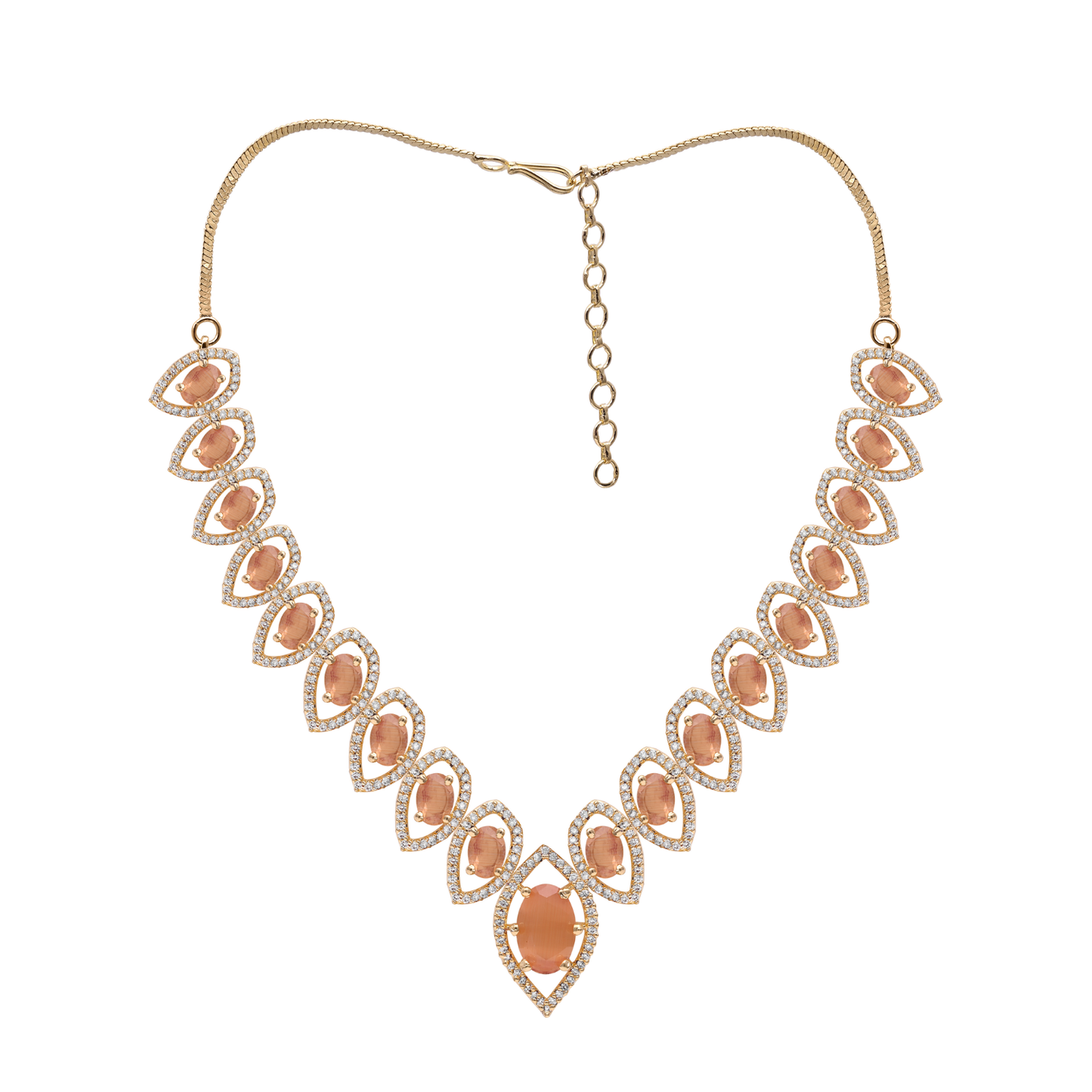 Peach Leaf Color Necklace Set