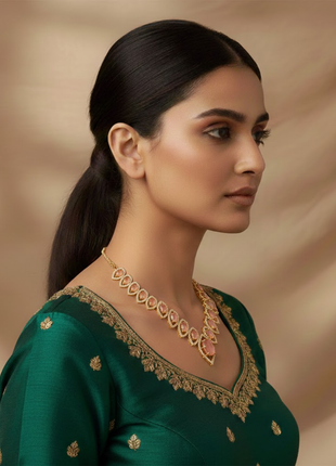 Peach Leaf Color Necklace Set By 2wist Designs