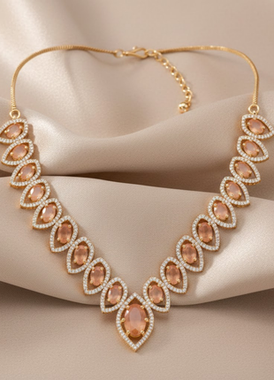 Peach Leaf Color Necklace Set By 2wist Designs