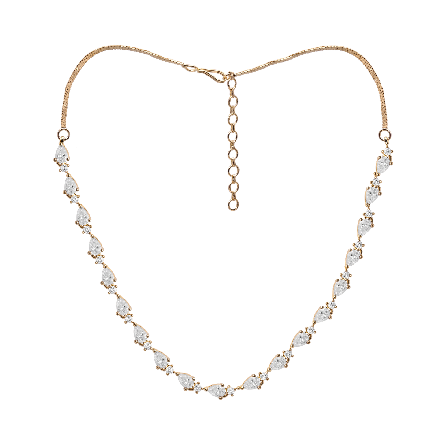 Pear Shape CZ Link Necklace