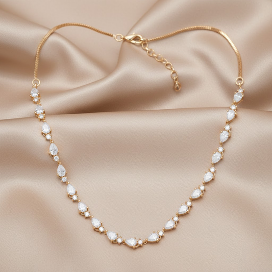 Pear Shape CZ Link Necklace