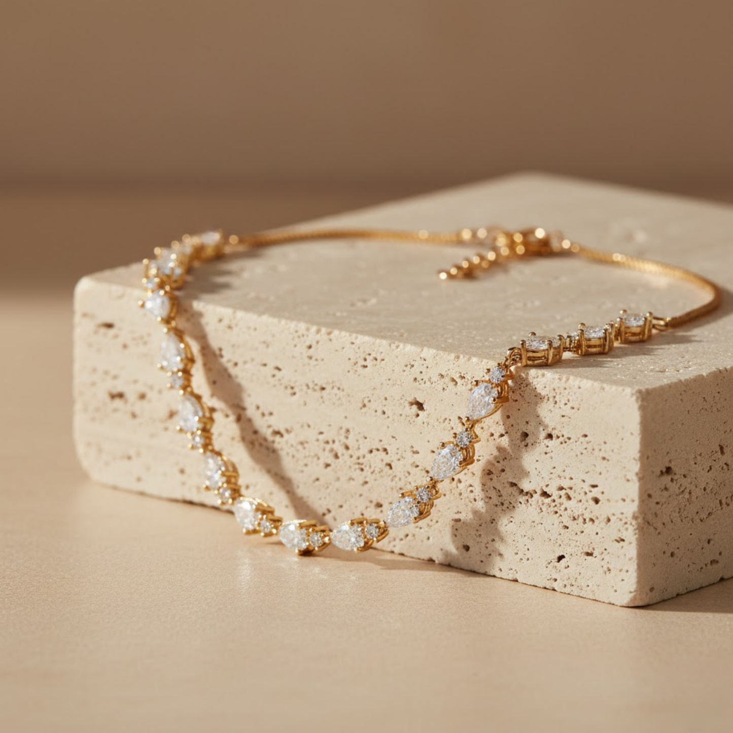 Pear Shape CZ Link Necklace