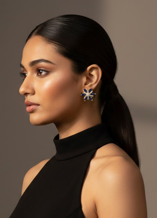 Sapphire Color Star Motif Necklace Set By 2wist Designs