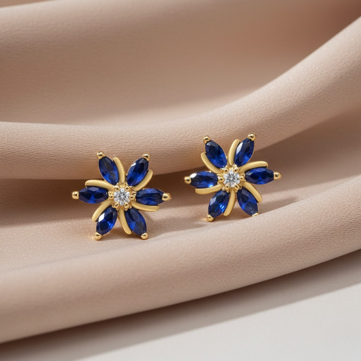 Sapphire Color Star Motif Necklace Set