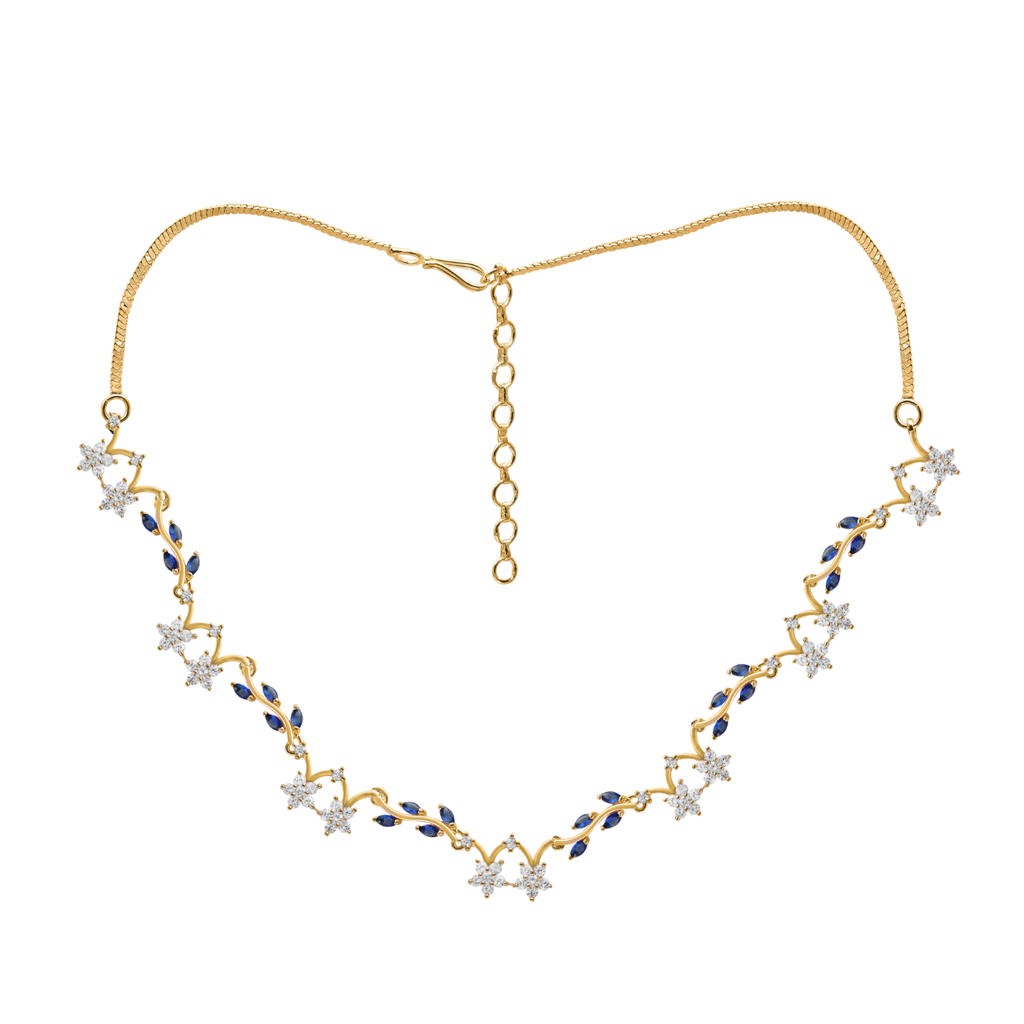 Sapphire Color Star Motif Necklace Set