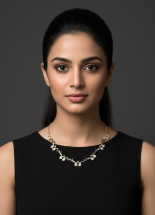 Sapphire Color Star Motif Necklace Set By 2wist Designs