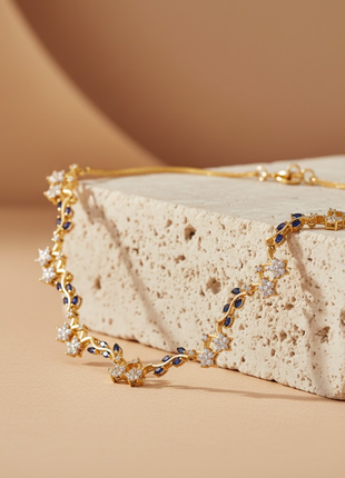 Sapphire Color Star Motif Necklace Set By 2wist Designs