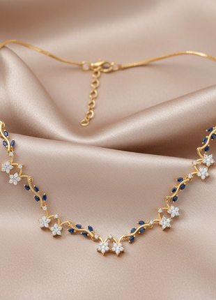 Sapphire Color Star Motif Necklace Set By 2wist Designs