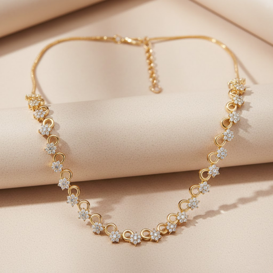 Floral Infinity CZ Necklace
