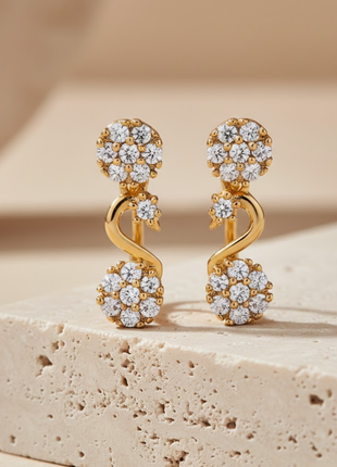 Wave Silhouette Floral CZ Necklace Set By 2wist Designs