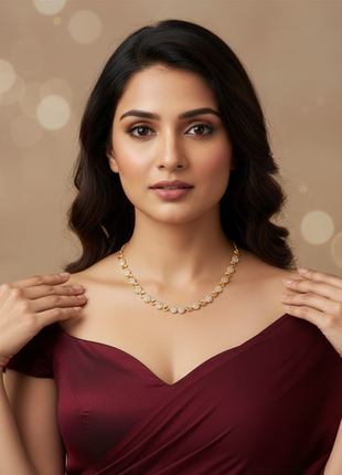 Wave Silhouette Floral CZ Necklace Set By 2wist Designs