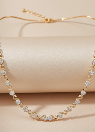 Wave Silhouette Floral CZ Necklace Set By 2wist Designs