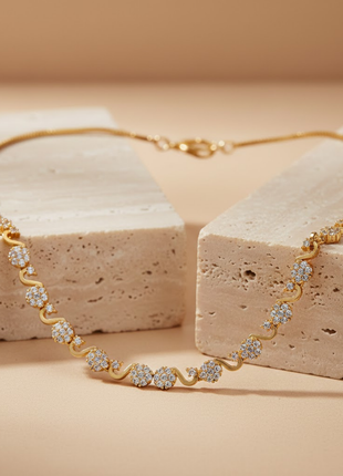 Wave Silhouette Floral CZ Necklace Set By 2wist Designs