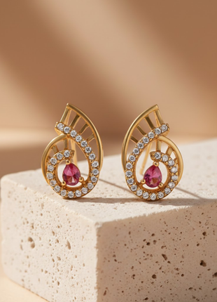 Spiral Shell Garnet Color Pendant Set By 2wist Designs