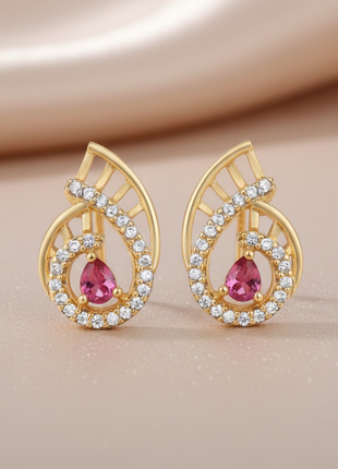 Spiral Shell Garnet Color Pendant Set By 2wist Designs