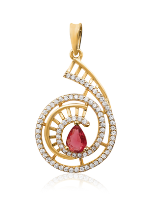 Spiral Shell Garnet Color Pendant Set By 2wist Designs