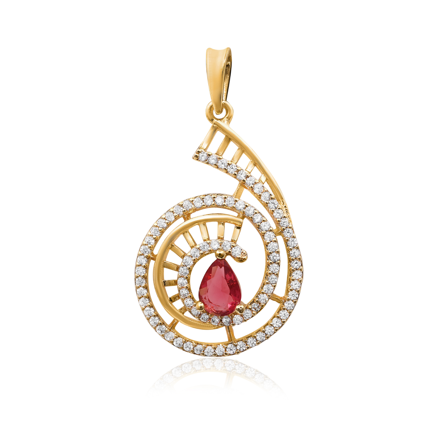 Spiral Shell Garnet Color Pendant Set