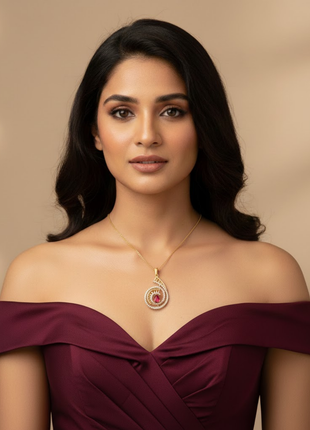 Spiral Shell Garnet Color Pendant Set By 2wist Designs